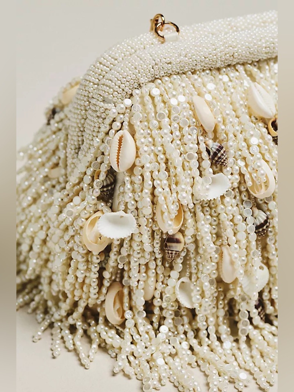 Celandine Anthropologie Beaded Pearl Fringe Clutch NWT - Picture 2 of 5